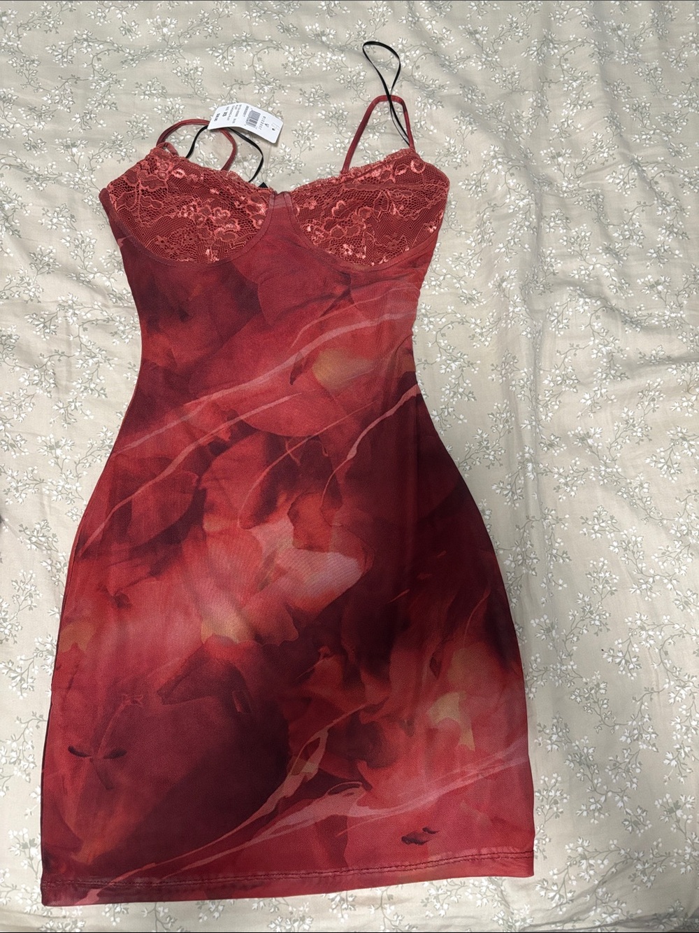 Women's Lace-Trim Red Slip Dress